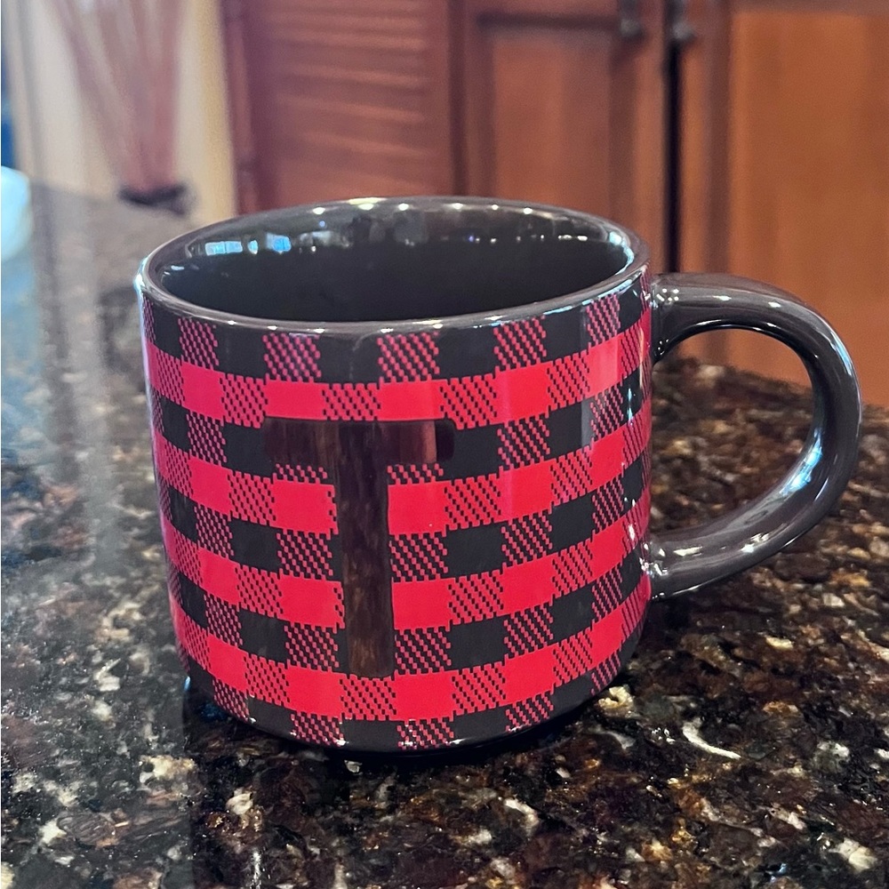 Stoneware Plaid Monogram "T" Mug by Threshold